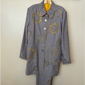 Way Silver Grey & yellow three piece pant set.